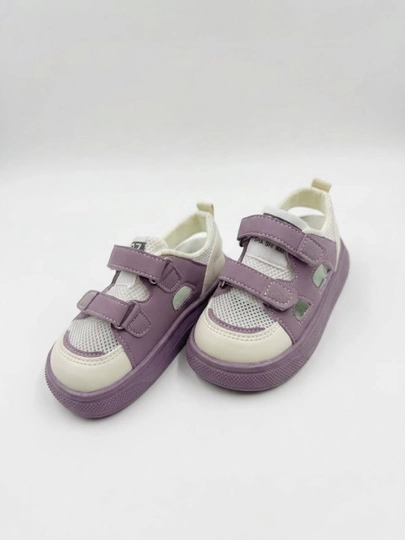 Bolalar uchun yozgi binafsha rang sport sandal-krossovkalari, yengil toʻrli poyabzal