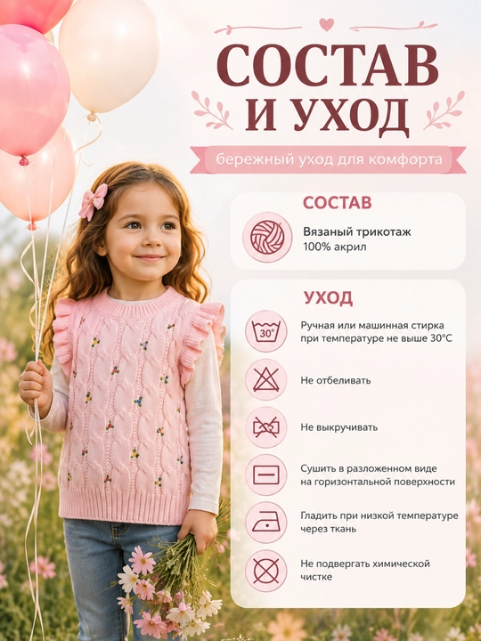 Жилетка для девочек с мелкими цветами, нежная и красивая - 