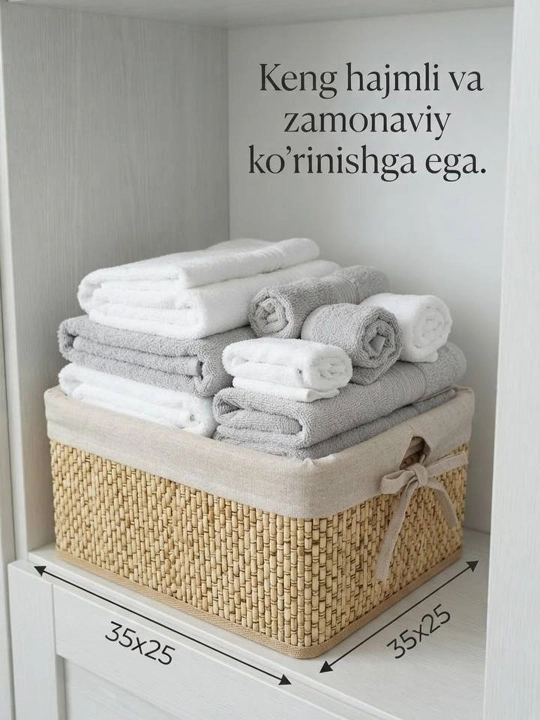Bambuk Organayzer Savat – Uy, Kiyim, Sochiq Kosmetika va Aksessuarlar uchun Saqlash Qutisi