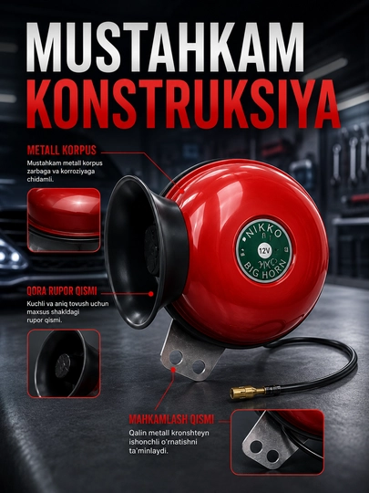 Avtomobil signali MAROCO SIGNAL, 2 dona, 12V, qizil-qora, o‘rnatish komplekti bilan