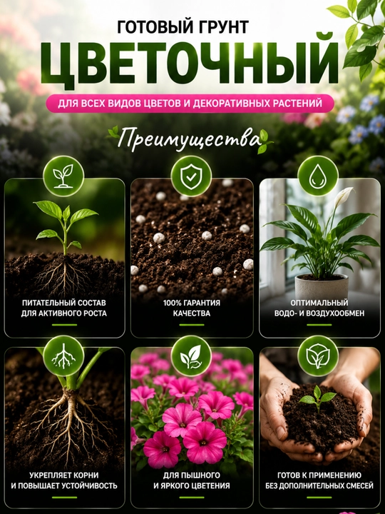 Цветочный грунт «Мечта Ботаника» — готовый грунт для цветов и декоративных растений
