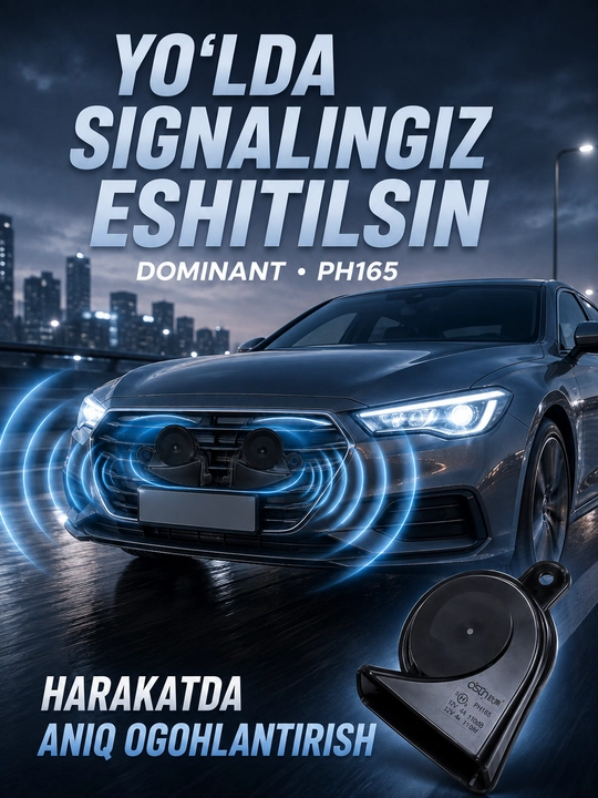 Avtomobil signali DOMINANT ODL165, 12V, ikki tonli 400/500 Hz, qora, 1 to‘plam