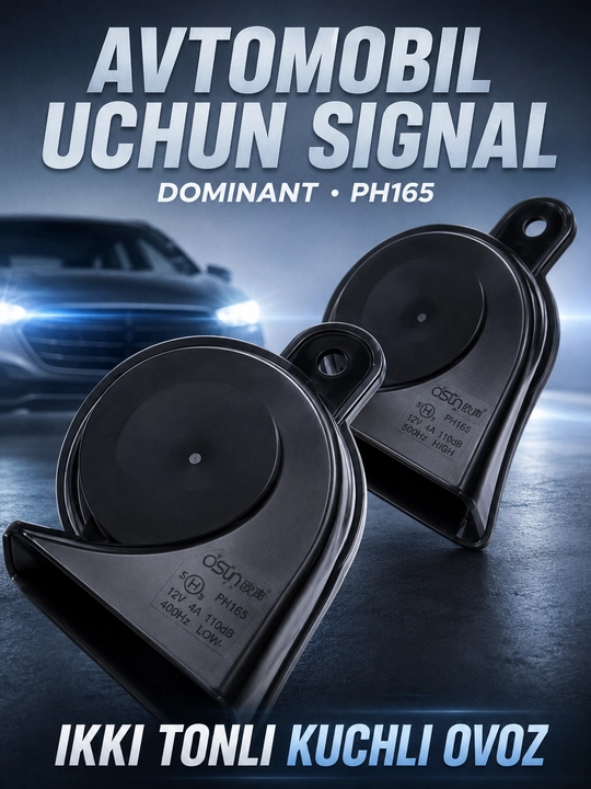 Avtomobil signali DOMINANT ODL165, 12V, ikki tonli 400/500 Hz, qora, 1 to‘plam - 