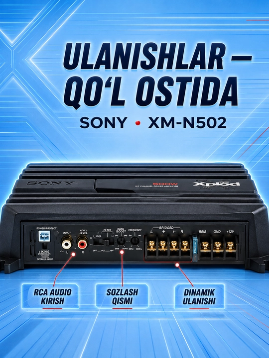 Avto akustika kuchaytirgichi SONY Xplod XM-N502, 500W, 2/1 kanalli, qora
