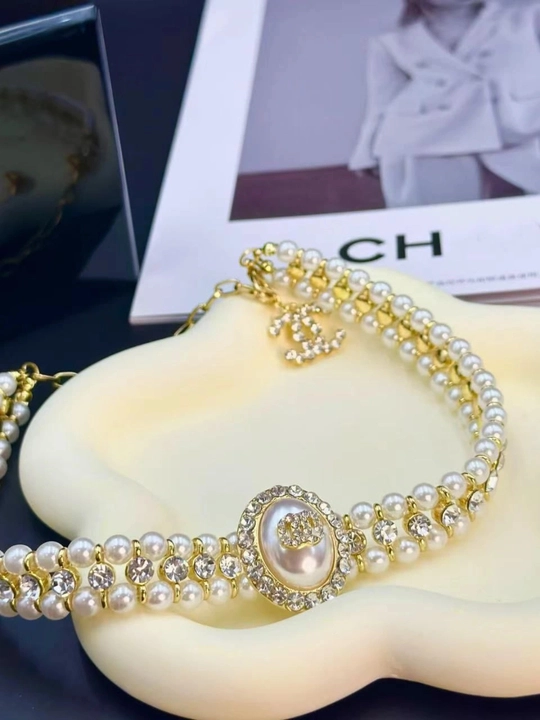 Ayollar uchun brend uslubidagi tilla rang choker, nafis taqinchoq, marjon va zanjir marjon