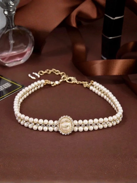Ayollar uchun brend uslubidagi tilla rang choker, nafis taqinchoq, marjon va zanjir marjon