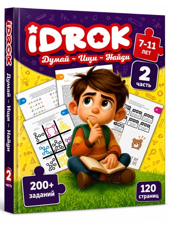 Развивающая книга IDROK «Думай – Ищи – Найди», 7–11 лет, часть 2, русский язык - 