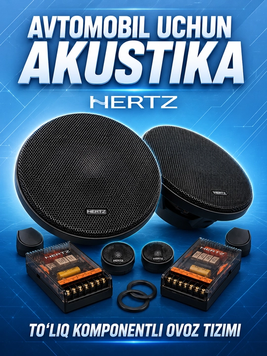 Avto kalonka HERTZ, komponent akustika komplekti, 2 dinamik, tweeter va crossover - 