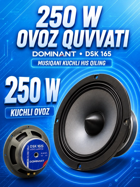 Avto kalonka DOMINANT DSK 165, 250W, 4 Ohm, 16.5 sm, komponent akustika komplekti