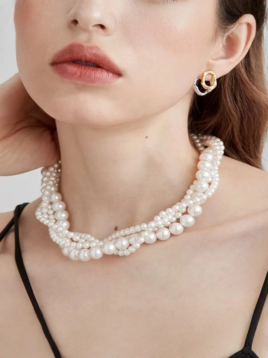 Ayollar uchun brend uslubidagi tilla rang choker, nafis taqinchoq, marjon va zanjir marjon