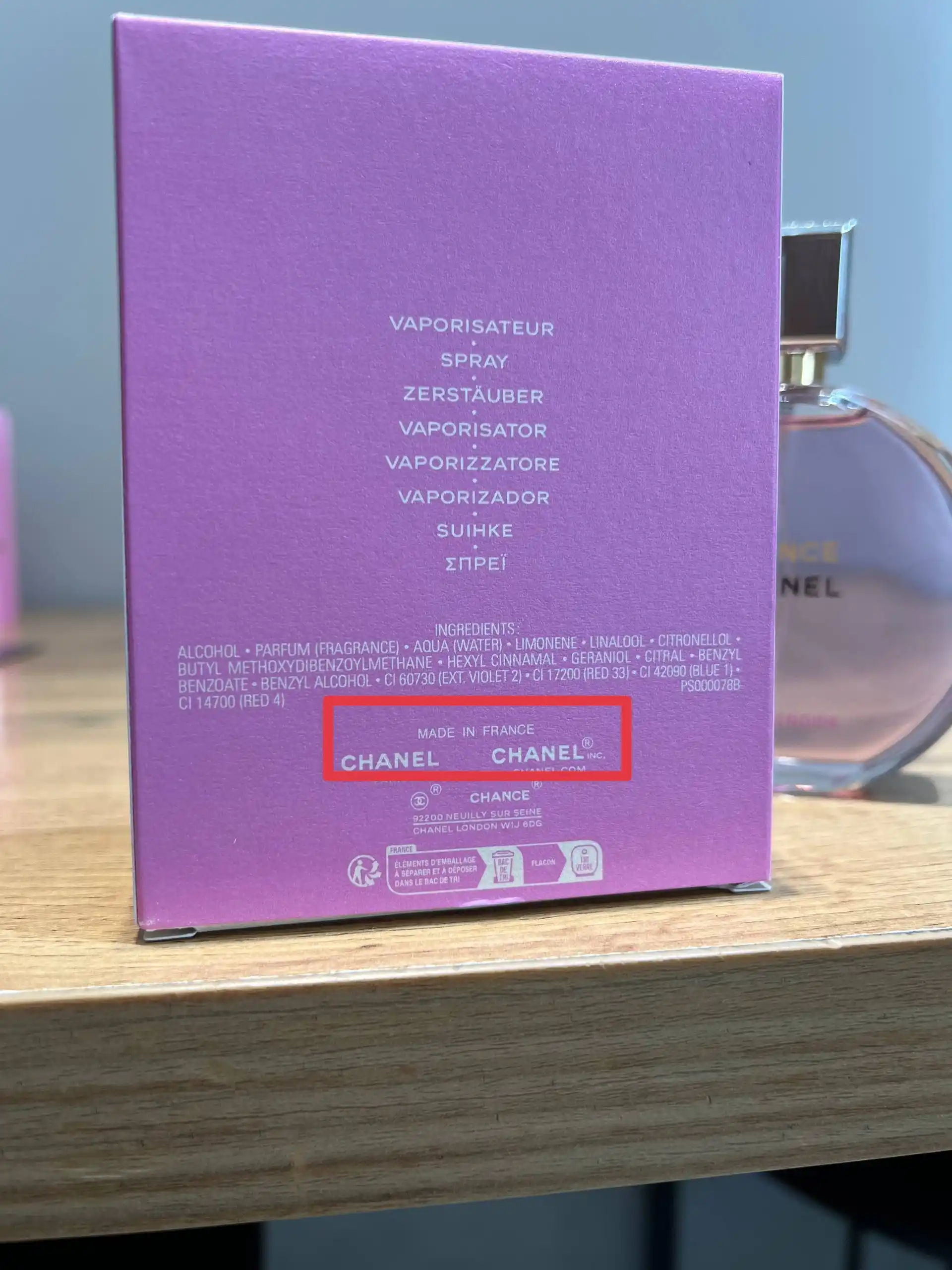 Chanel Chance Tendre ayollar uchun, Fransiya
