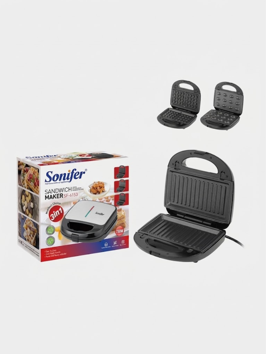 Вафельница Sonifer SF-6153, 3 в 1 - 