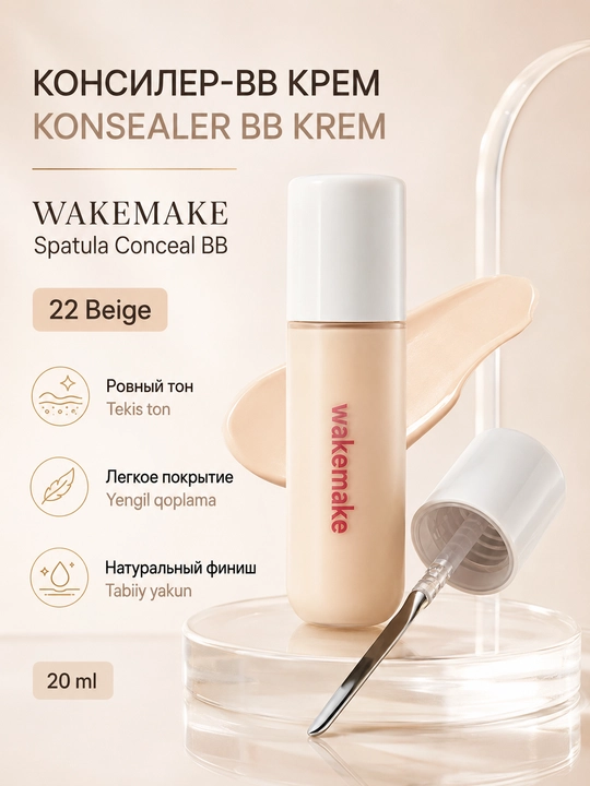 WAKEMAKE BB-konsileri Spatula Conceal BB 22 Beige SPF30 PA++ 20 ml - 
