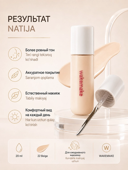 WAKEMAKE BB-konsileri Spatula Conceal BB 22 Beige SPF30 PA++ 20 ml