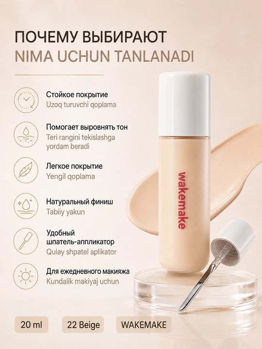WAKEMAKE BB-konsileri Spatula Conceal BB 22 Beige SPF30 PA++ 20 ml
