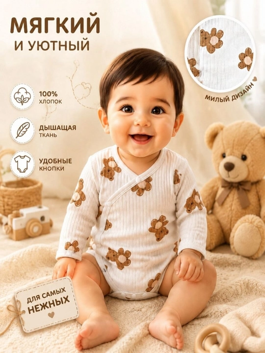Одежда для новорождённых, комбинезон для детей, 100% хлопок, боди для новорождённых - 