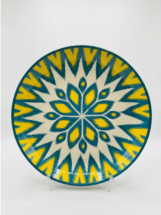Ikat naqshli rishton lagan, palov uchun sopol tovoq