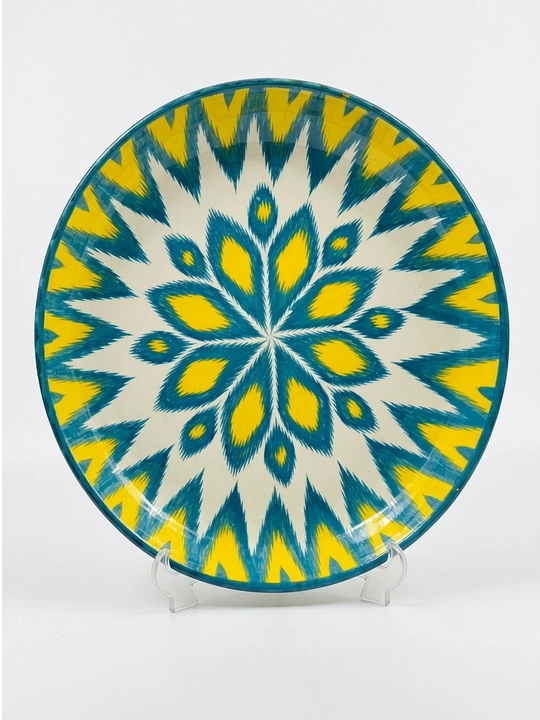 Ikat naqshli rishton lagan, palov uchun sopol tovoq