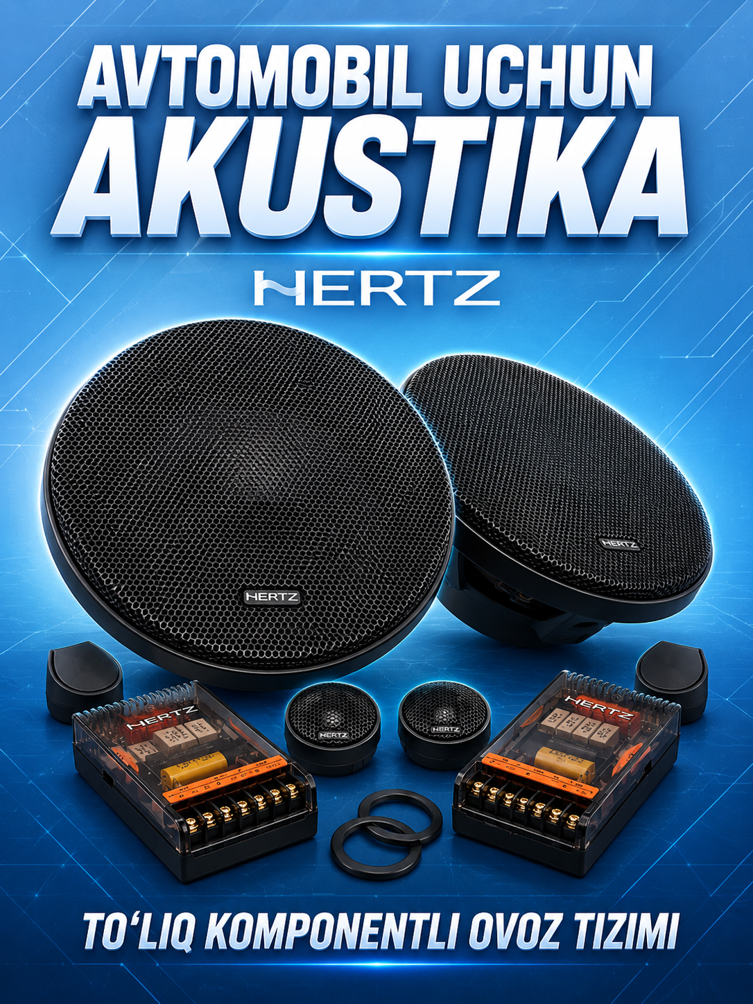 Колонки HERTZ для авто, компонентная акустика, 2 динамика, твитеры и кроссоверы - 