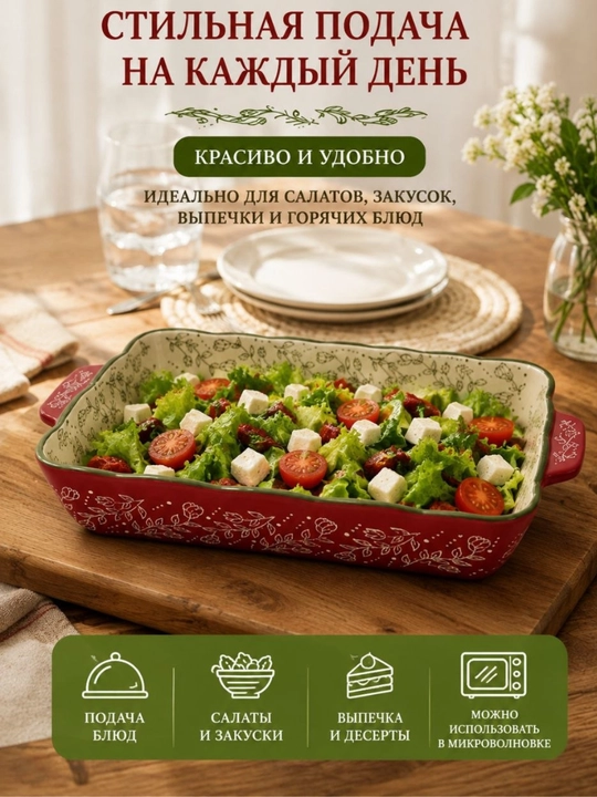 Керамическая форма для запекания 2 л, универсальная