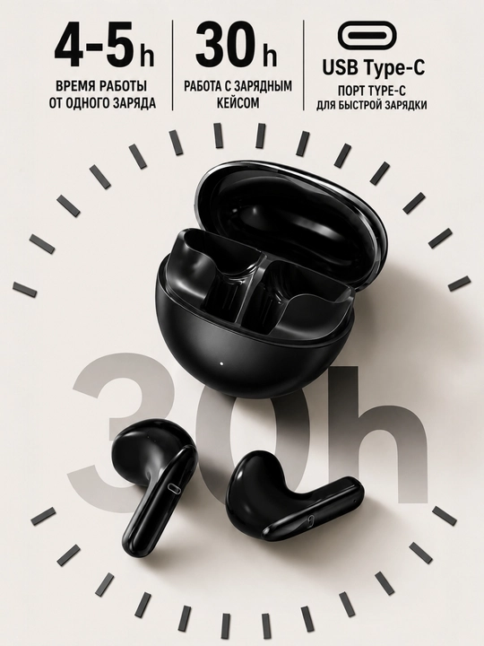 Qisheng simsiz quloqchinlari Bluetooth 6.0, AI ENC, 13 mm, 6 mikrofon, IPX4