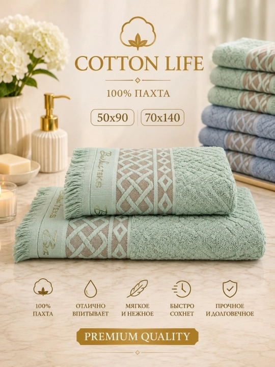 Cotton Life банные и лицевые полотенца