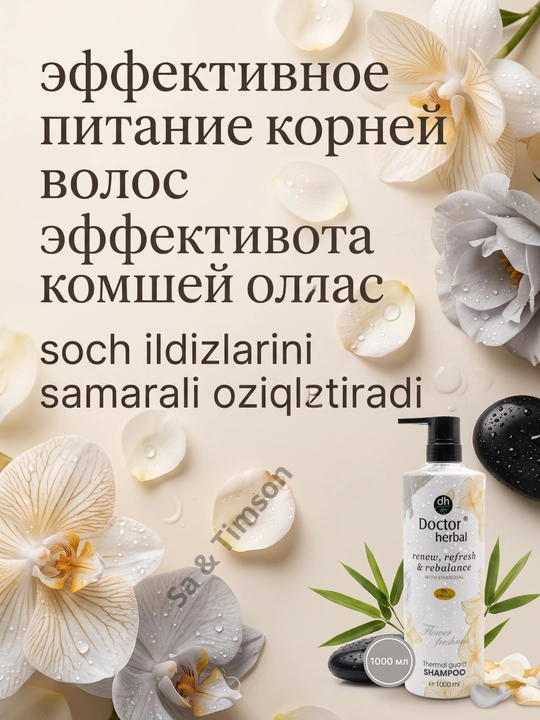 Шампунь для волос Doctor Herbal PRO-V, термозащита, цветочный аромат, 1000 мл