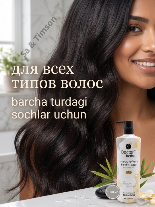 Шампунь для волос Doctor Herbal PRO-V, термозащита, цветочный аромат, 1000 мл