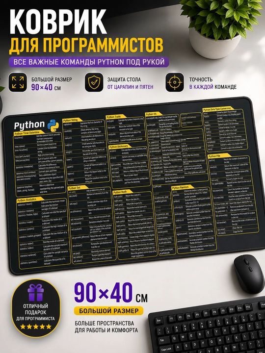 Katta stol uchun gilamcha, klaviatura uchun gilamcha 90x40 sm - 