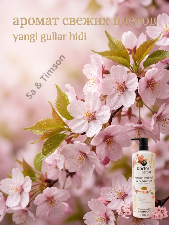 Шампунь для волос Doctor Herbal PRO-V, термозащита, цветочный аромат, 1000 мл