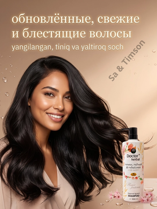 Шампунь для волос Doctor Herbal PRO-V, термозащита, цветочный аромат, 1000 мл