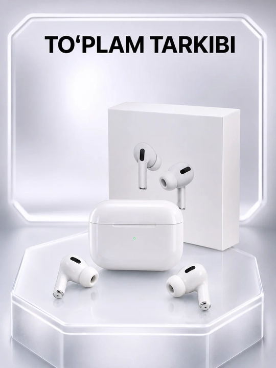 Airpods Pro simsiz sensorli quloqchinlar, iPhone va Android uchun quvvatlash qutisi bilan