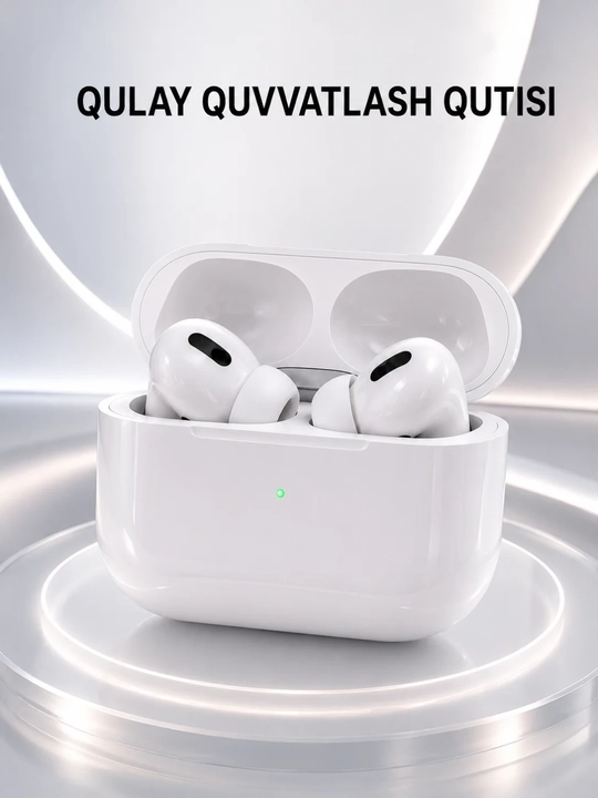 Airpods Pro simsiz sensorli quloqchinlar, iPhone va Android uchun quvvatlash qutisi bilan