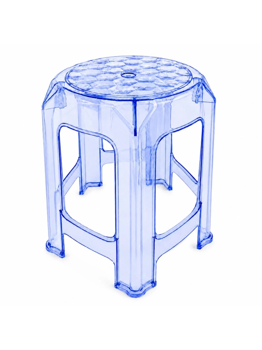 Taburetka - 200 kg gacha bo‘lgan mustahkam shaffof akrildan tayyorlangan, mustahkamlangan, 36×32×38 sm