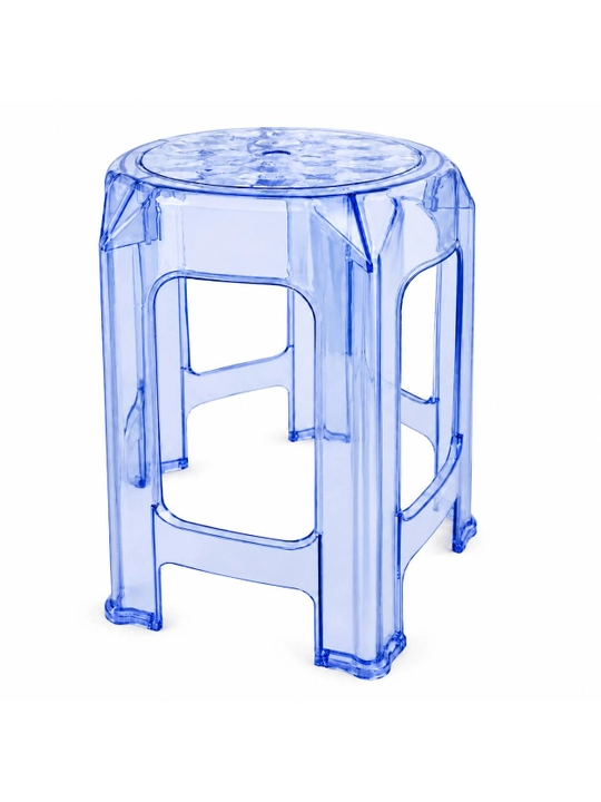 Taburetka - 200 kg gacha bo‘lgan mustahkam shaffof akrildan tayyorlangan, mustahkamlangan, 36×32×38 sm