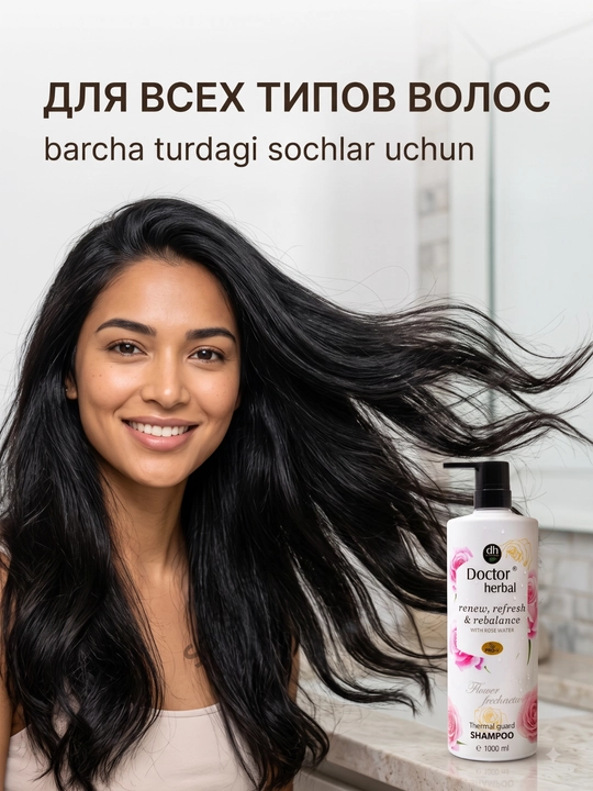 Шампунь для волос Doctor Herbal PRO-V, термозащита, цветочный аромат, 1000 мл