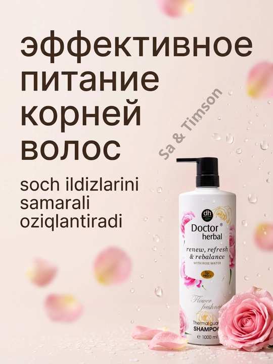 Шампунь для волос Doctor Herbal PRO-V, термозащита, цветочный аромат, 1000 мл