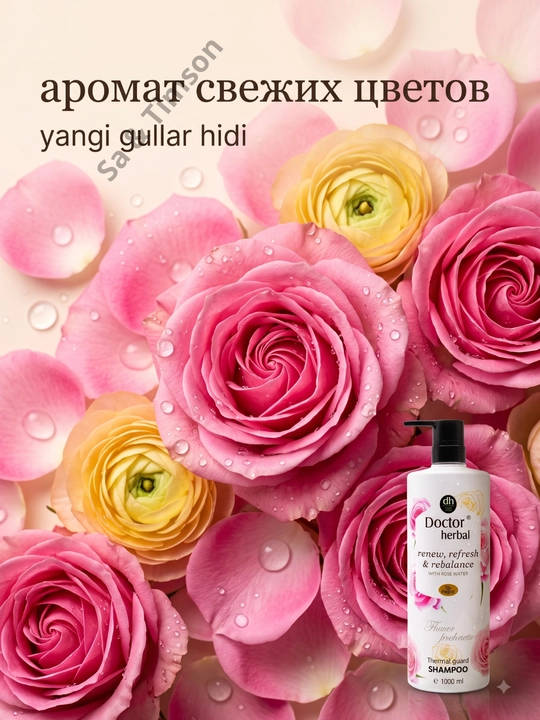 Шампунь для волос Doctor Herbal PRO-V, термозащита, цветочный аромат, 1000 мл