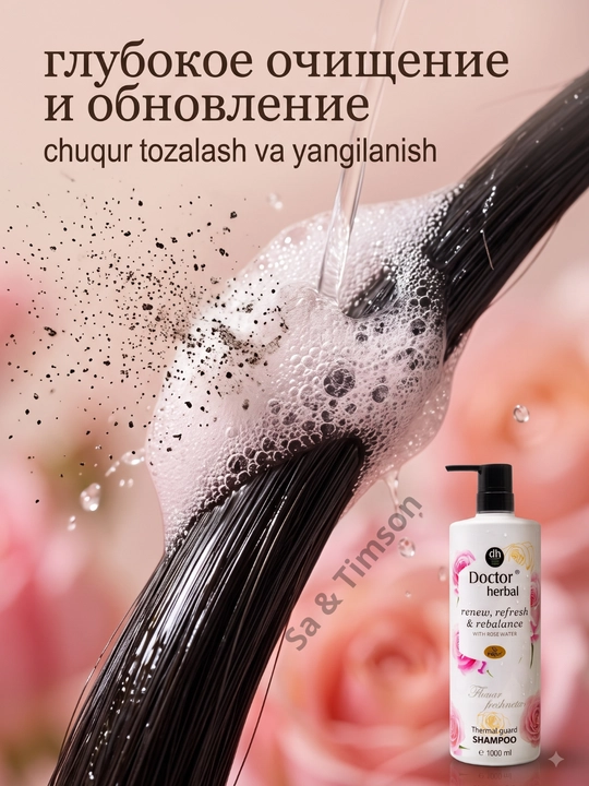 Шампунь для волос Doctor Herbal PRO-V, термозащита, цветочный аромат, 1000 мл