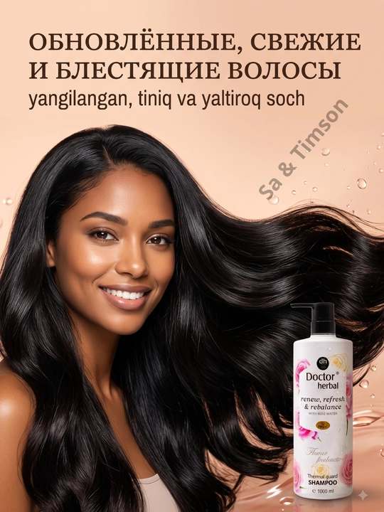 Шампунь для волос Doctor Herbal PRO-V, термозащита, цветочный аромат, 1000 мл