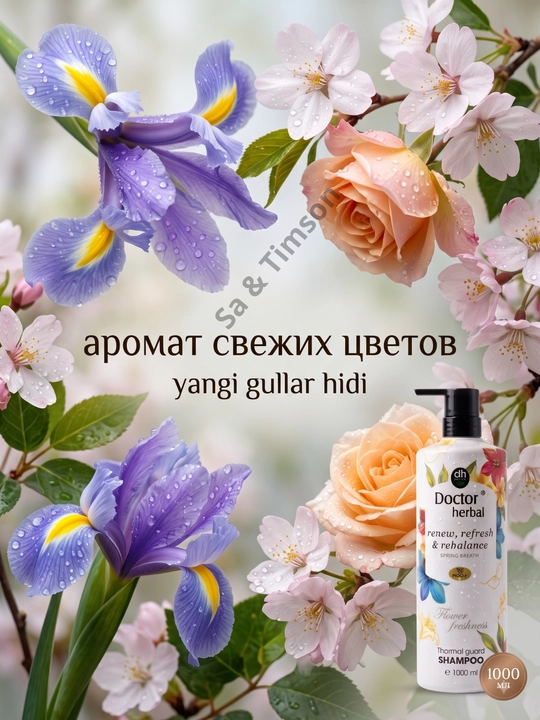 Шампунь для волос Doctor Herbal PRO-V, термозащита, цветочный аромат, 1000 мл