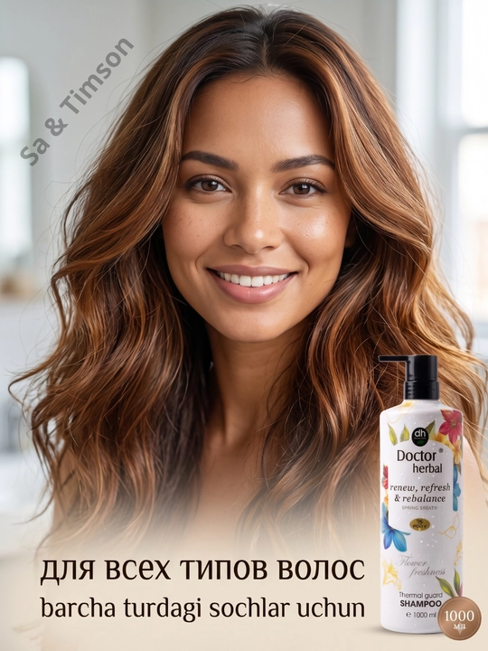 Шампунь для волос Doctor Herbal PRO-V, термозащита, цветочный аромат, 1000 мл