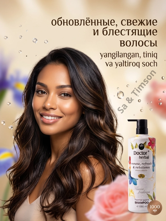 Шампунь для волос Doctor Herbal PRO-V, термозащита, цветочный аромат, 1000 мл