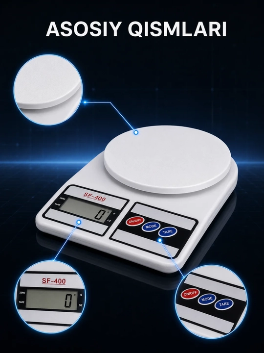 SF-400 elektron oshxona tarozisi, 10 kg gacha , toroz