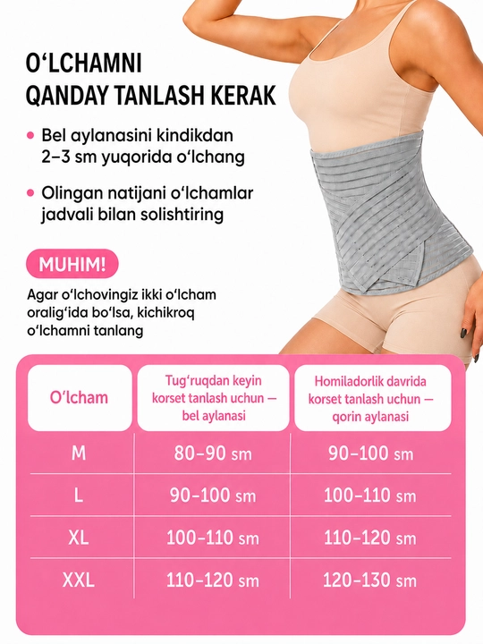 Tug'uruqdan keyingi bandaj, qorinni tortish va qomatni tiklash uchun kamar-korset
