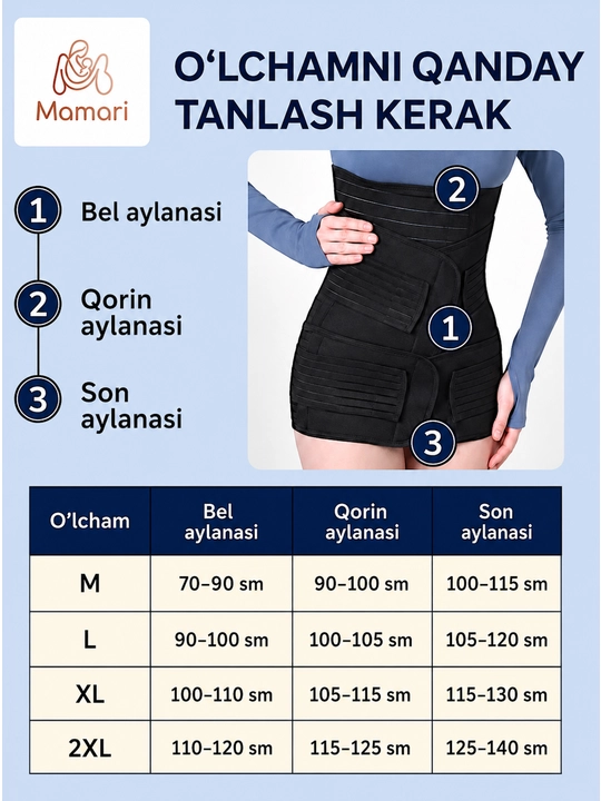 Tug'uruqdan keyingi bandaj, qorinni tortish va qomatni tiklash uchun kamar-korset