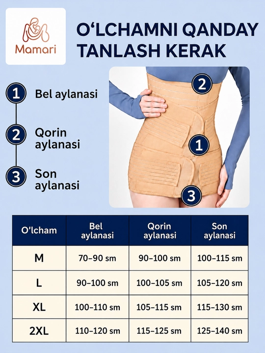 Tug'uruqdan keyingi bandaj, qorinni tortish va qomatni tiklash uchun kamar-korset