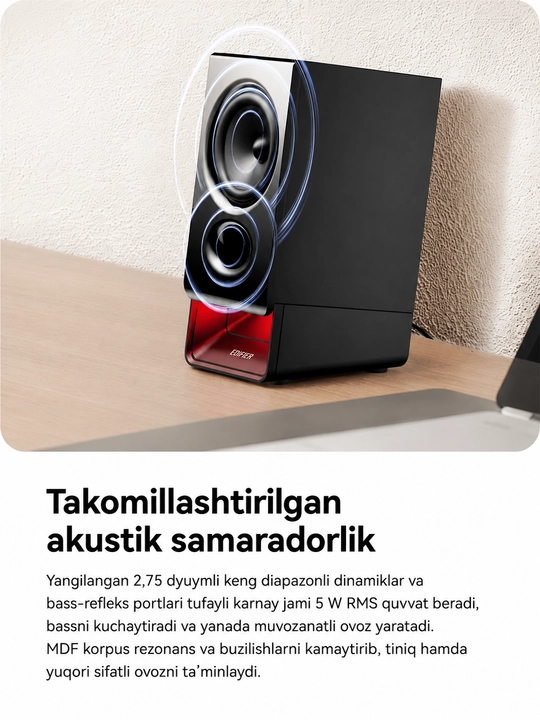 Edifier R20BT – Bluetooth 6.0, USB-C faol kompyuter kolonkalari, 5Watt RMS