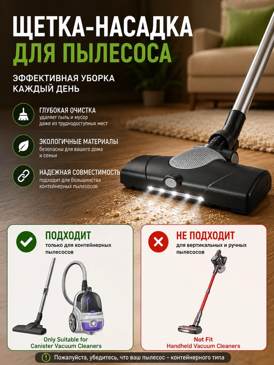 Насадка пластиковая щетка, универсальная для пылесоса, 35/32 мм