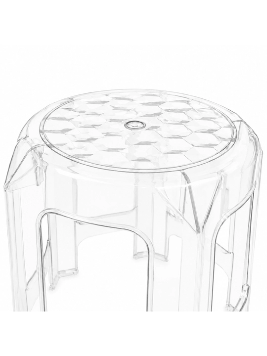 Taburetka - 200 kg gacha bo‘lgan mustahkam shaffof akrildan tayyorlangan, mustahkamlangan, 36×32×38 sm